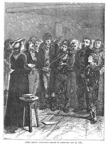 ‘Sarah Martin conducting service at Yarmouth Gaol’ in Edward Hodder, 'Heroes of Britain in War and Peace', London: Cassell, c. 1878, p. 186.