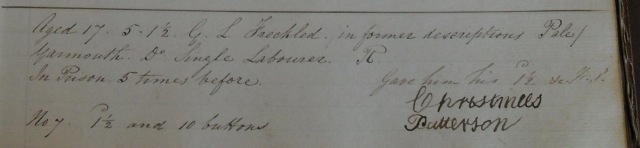 18 April 1844, Index and Receiving Book, Great Yarmouth Gaol, Y/D 41/28, Norfolk Record Office