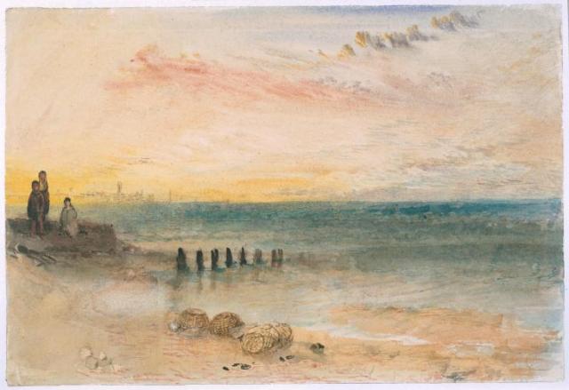 Joseph Mallord William Turner, 'Yarmouth, from near the Harbour's Mouth',  c.1840. Graphite, watercolour and ink ink on paper. C. Tate http://www.tate.org.uk/art/work/N05239